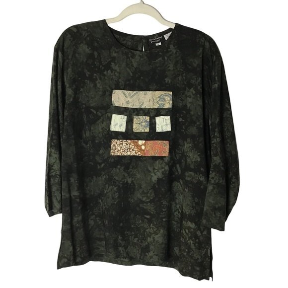 Nativewear Designs Boho Long Sleeve Black Top Size M - Picture 1 of 5